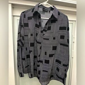 Rafaella Black and White Geometric Top